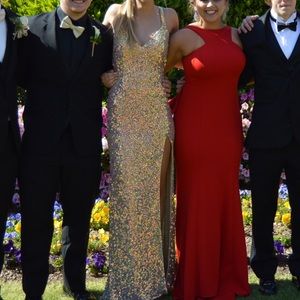 All Gold Sequin Prom Dress